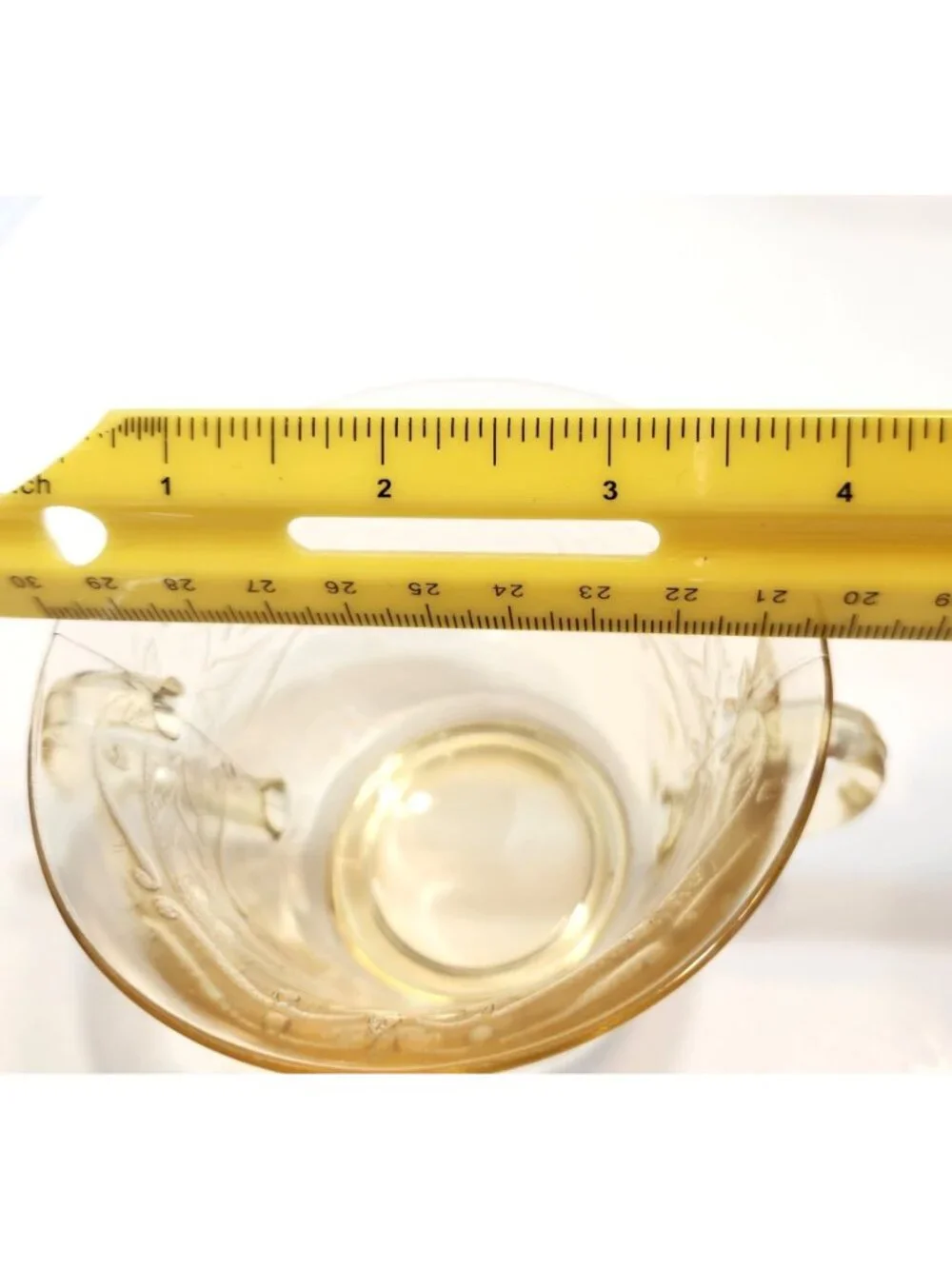 Vintage Amber Depression Glass Open Sugar Bowe With Floral Etched Design READ